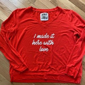 Peace Love World long sleeve/sweatshirt too